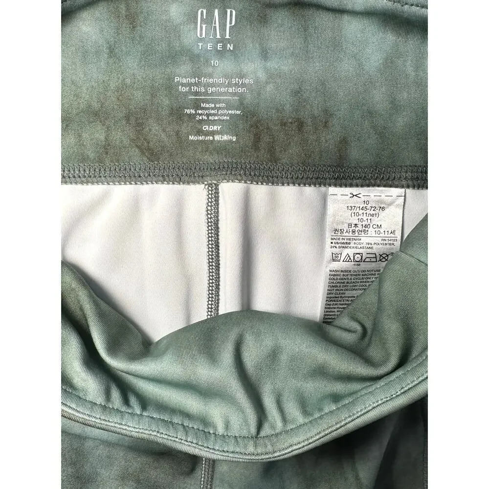 Gap Teen Size 10 Leggings with Pockets, Green Tie Dye - Picture 3 of 7